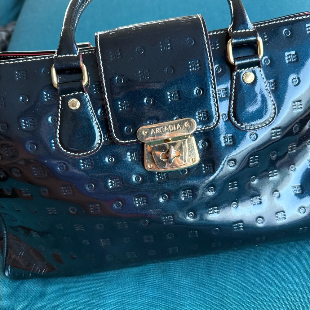 Arcadia Navy Blue Embossed Women's Bag